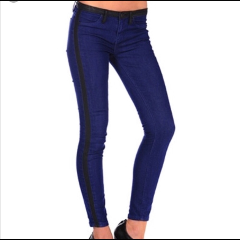 Blank NYC Straight Leg Jeans Leather Trim Detail 28